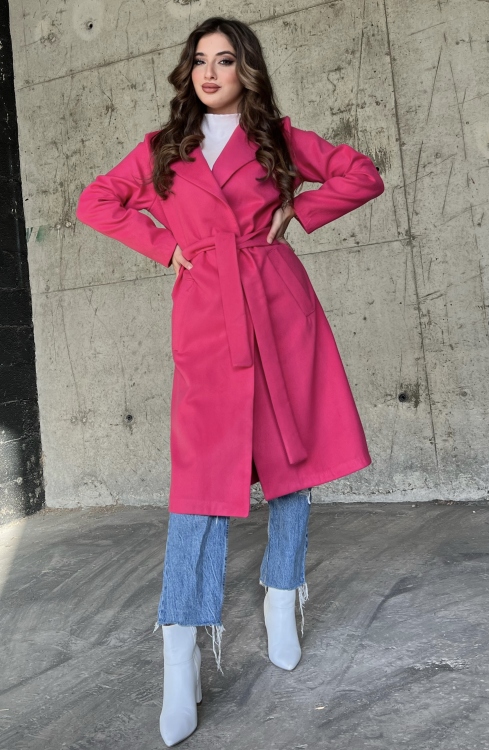 Lapel Neck Belted Coat