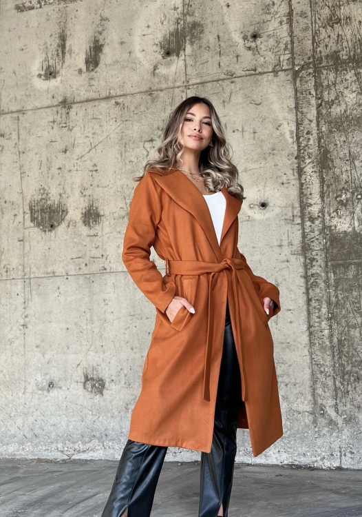 Lapel Neck Belted Coat