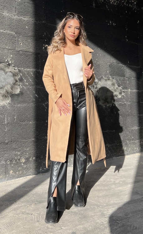 Lapel Neck Belted Coat