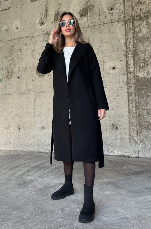 Lapel Neck Belted Coat