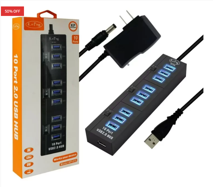 HUB USB2.0 10PORT KP-015