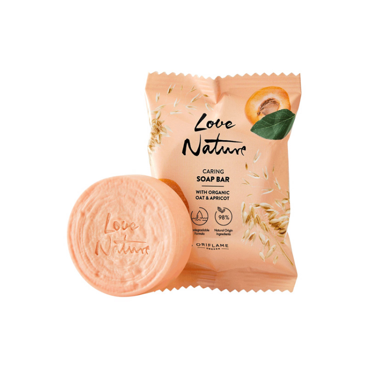 LOVE NATURE Protecting Hand & Nail Cream - LOVE NATURE Fragranced Talc Sandal Caress 100G- LOVE NATURE Caring Soap Bar with Organic Oat & Apricot.    41335 - 45107 - 41260