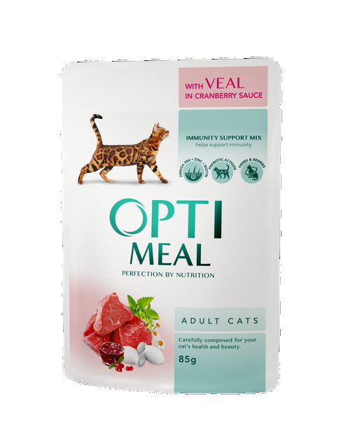 Wet food for cats Optimeal with the taste of veal in cranberry sauce 85 g