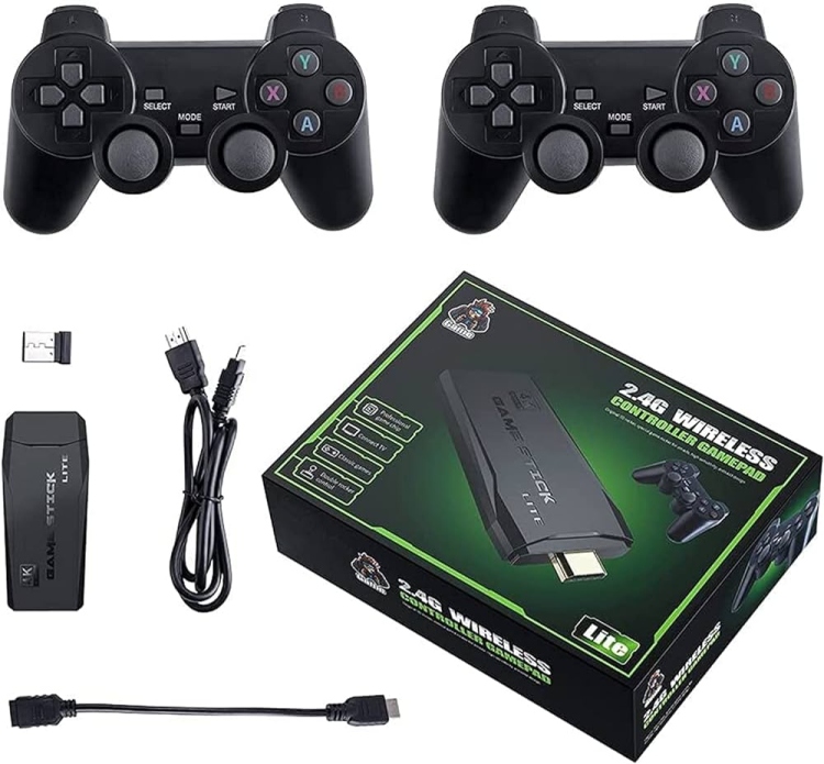 CLASSIC M8 GAME STICK WITH TWO 2.4G WIRELESS GAMEPADS, BLACK