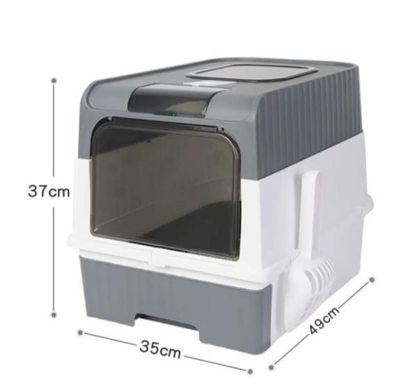 Foldable Enclosed Cat Litter Box With Cover, Easy Cleaning And Anti-Splashing Cat Litter Drawer With Plastic Scoop 