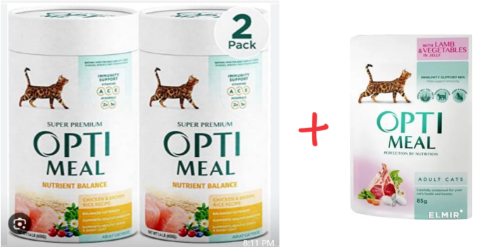 OPTI MEAL CHICKEN & BROWN RICE RECIPE  NUTRIENT BALANCE  Adult cats