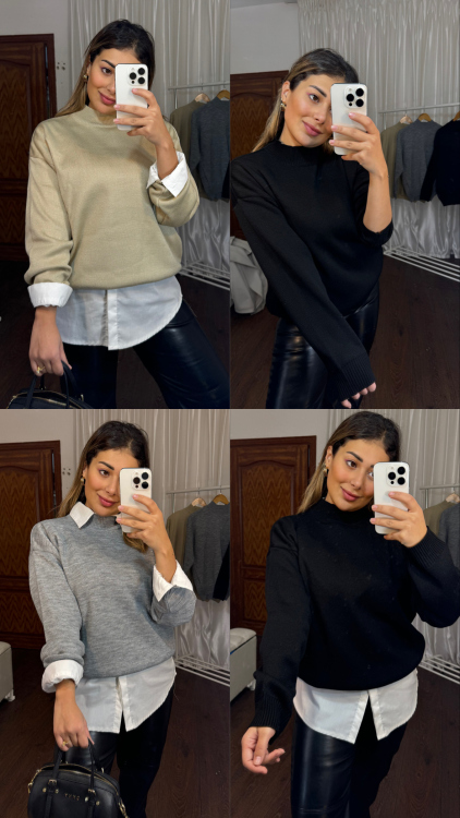 Mock Neck Drop Shoulder Sweater