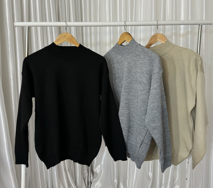 Mock Neck Drop Shoulder Sweater