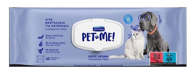 مناديل Septona Pet Me المبللة المنظفة الخالية من العطور - 60 منديل