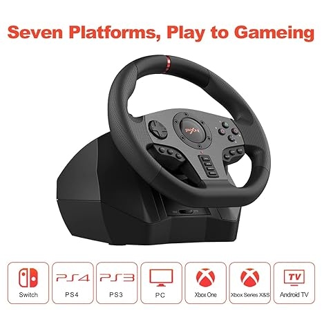 PXN V900 GAMING STEERING WHEEL - 270/900° PC RACING WHEEL WITH LINEAR PEDALS & LEFT AND RIGHT DUAL VIBRATION FOR PS4, PC, XBOX ONE, XBOX SERIES X|S, S