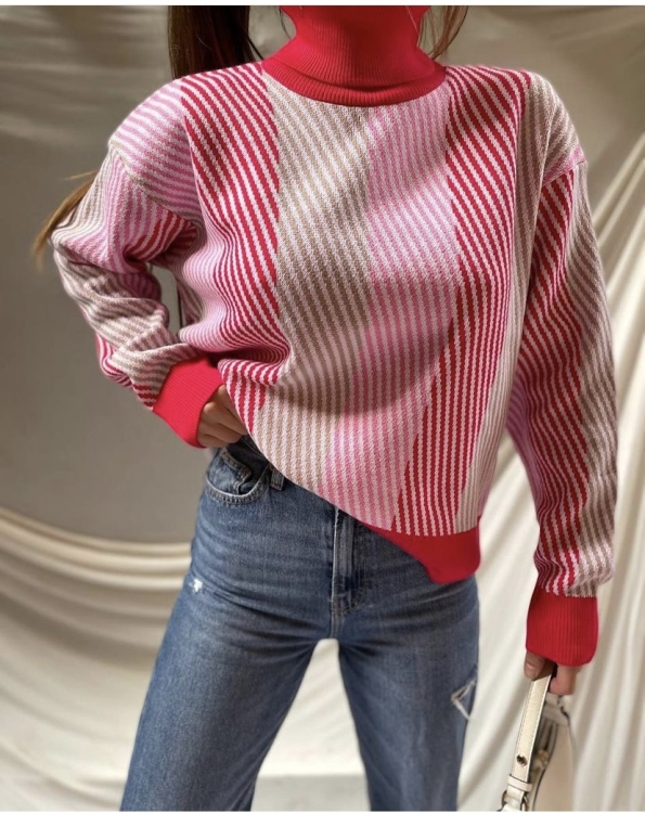 Trendy & Colorfully High Neck Blouse