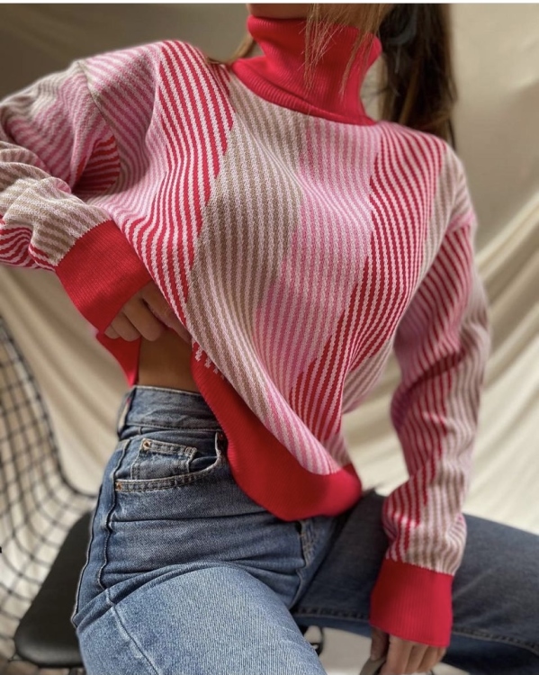 Trendy & Colorfully High Neck Blouse