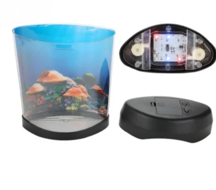 حوض أسماك صغير ومزود بأضاءة LEDوشاحن USB