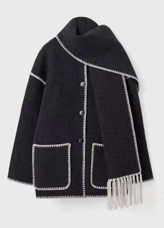 SCARF COAT ( Black)  