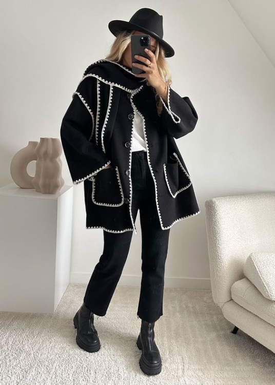 SCARF COAT ( Black)  