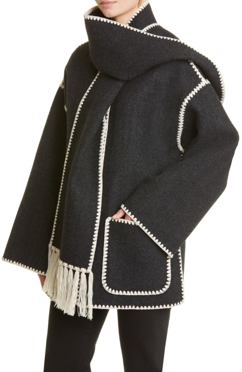 SCARF COAT ( Black)  