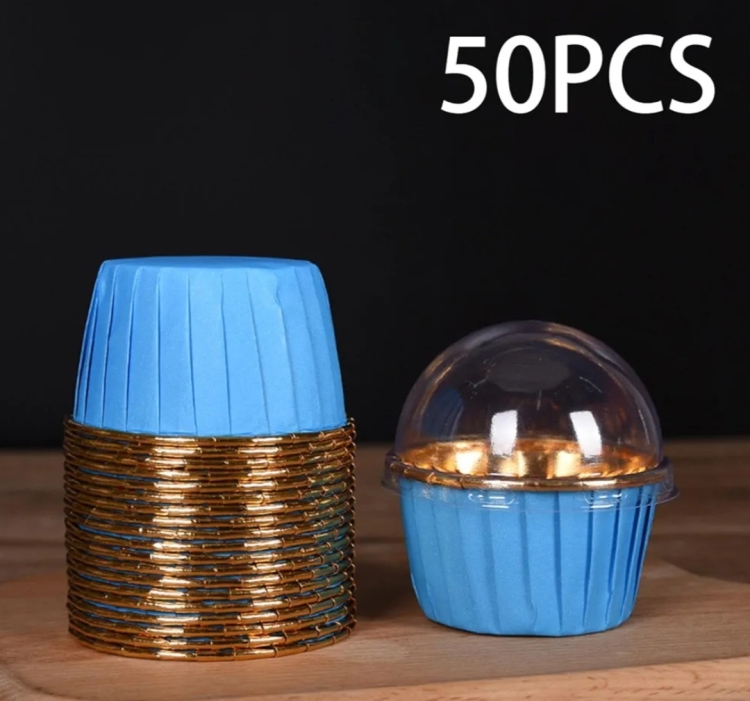كاسات كب كيك ازرق 50 قطعه