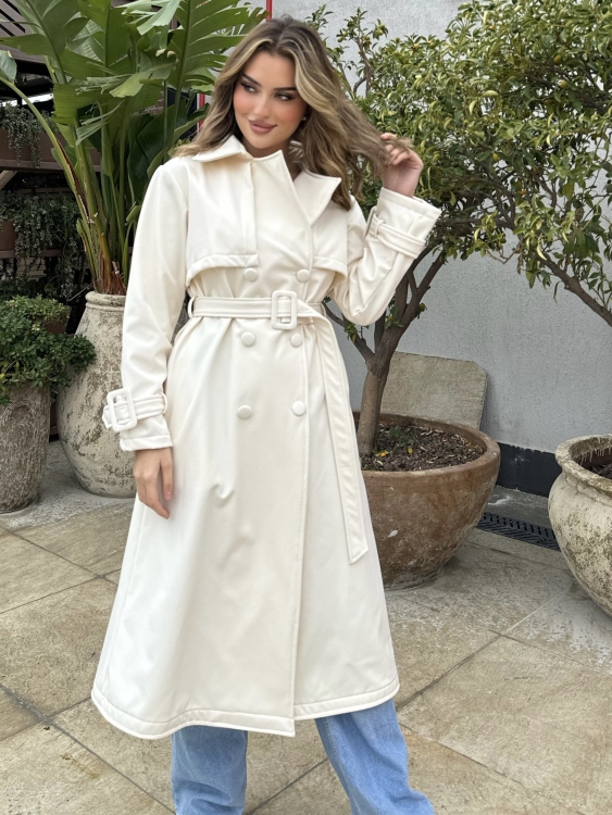 Trench Coat With Belt(ivory)