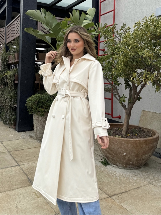 Trench Coat With Belt(ivory)