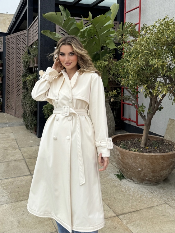 Trench Coat With Belt(ivory)