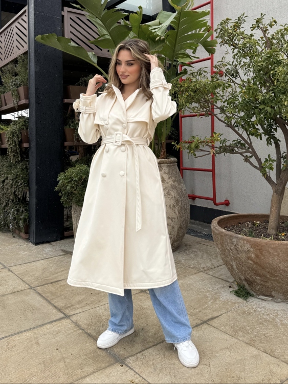 Trench Coat With Belt(ivory)