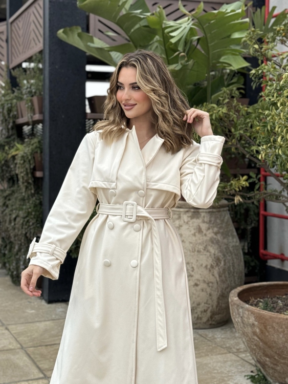 Trench Coat With Belt(ivory)