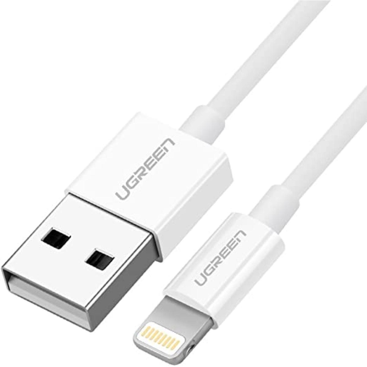 UGREEN USB-A MALE TO LIGHTNING MALE
CABLE NICKEL PLATING ABS SHELL 2M (WHITE)20730 MOADEL-CB-IPH-2M