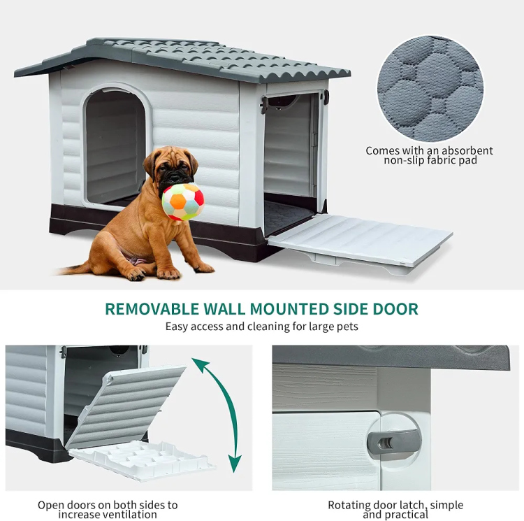 Weatherproof Pet House Plastic Dog Kennel Indoor Outdoor Animal Shelter XL (111*84*81)