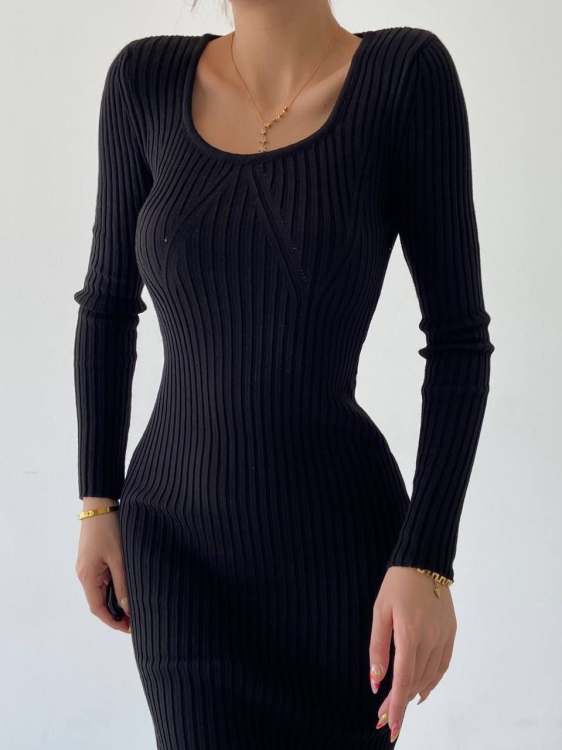 Midi Black Knit Dress