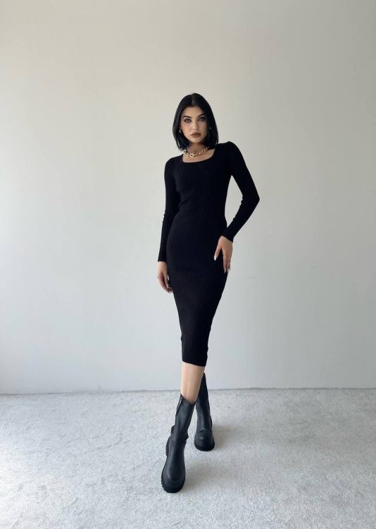 Midi Black Knit Dress