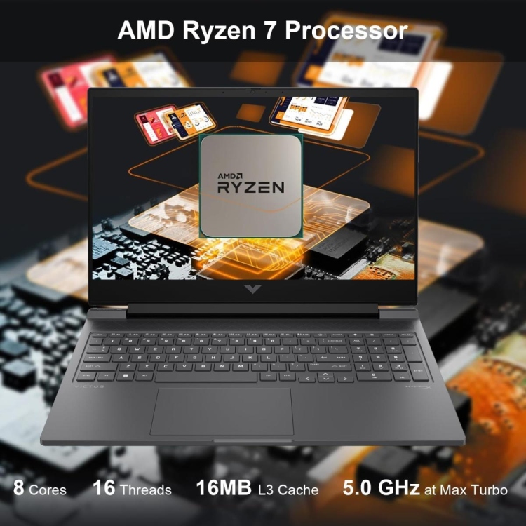 HP VICTUS 16 GAMING  AMD RYZEN 7 8845HS  UP TO 5.1 GHZ -16GB RAM DDR5 - 512GBSSD -  NVIDIA GEFORCE RTX 4070 8GB 16.1" FHD 144HZ - WINDOWS 11 HOME