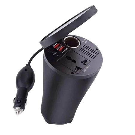 شاحن موبايل يحتوي على مدخلين USB 5V,مدخل ولاعة 12 فولت,مدخل ثلاثي 220V