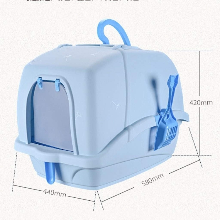  X Large Hooded Sand Basin Training Kit with Scoop Handle for Cats Kittens Fully Enclosed Splash-Proof Easy to Installation and Clean (58L x 43W x 41.5H centimeters)