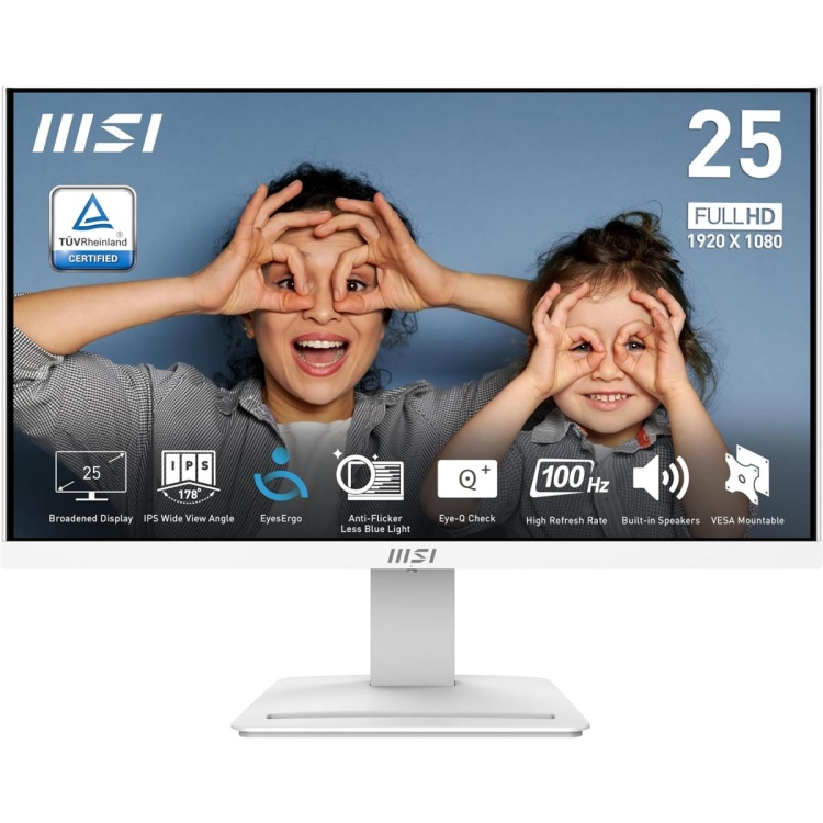 MSI PRO MP253W 24.5" IPS 1920 X 1080 (FHD) 300 CD/M2 COMPUTER MONITOR, 100HZ, HDMI, DP -VGA W/ SPEAKER, 1MS