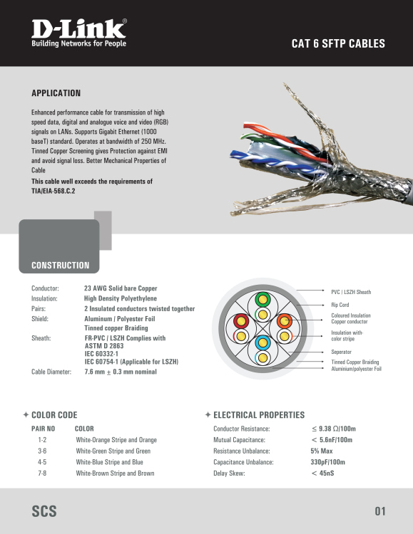 D-LINK CABEL CAT6 FTP/UTP 23AWG 305M PVC NCB-C6SGRYR-305