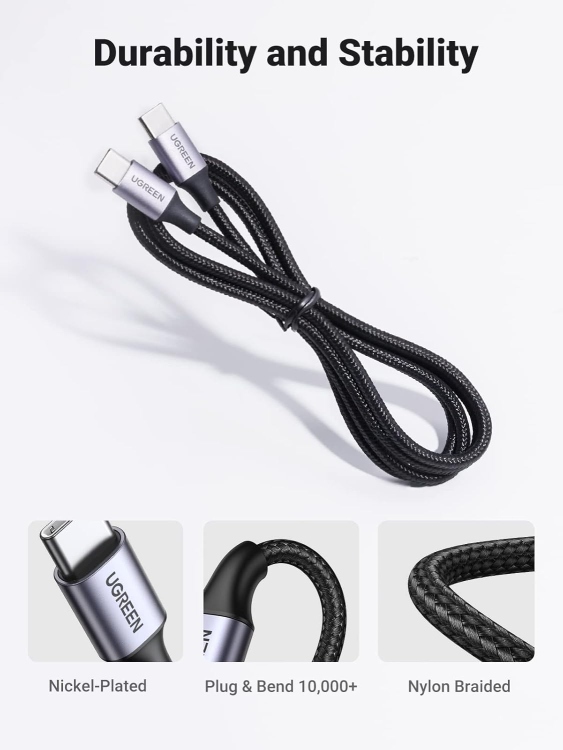 UGREEN US261 50150 USB-C 2.0 MALE TO USB-
MALE 3A DATA CABLE 1M 2.0