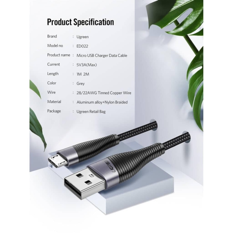 UGREEN  US289 60141 MICRO USB MALE TO USB 2.0 A  MALE CABLE 1M