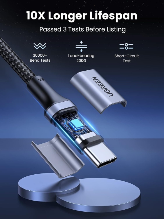 UGREEN US316-70427 TYPE C 2.0 MALE TO TYPE C 2.0 MALE 5A DATA CABLE 1M