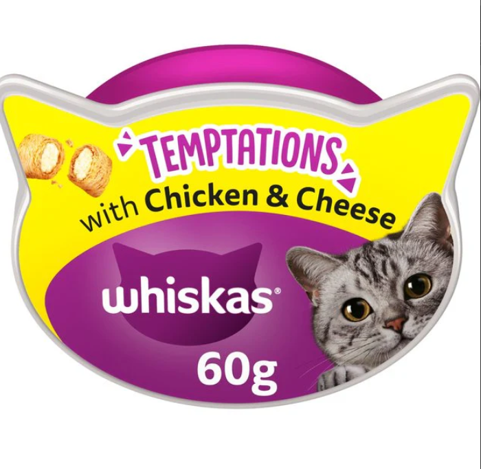 مكافآت whiskas بنكهة الدجاج والجبن 