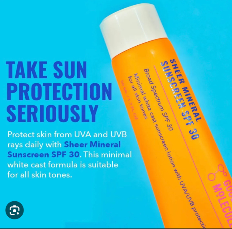 Good Molecules SHEER MINERAL SUNSCREEN SPF30 واقي شمس فيزيائي  