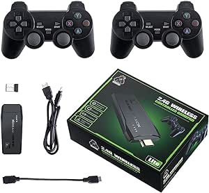 GAME STICK M8 WITH TWO 2.4G WIRELESS GAMEPADS, BLACK