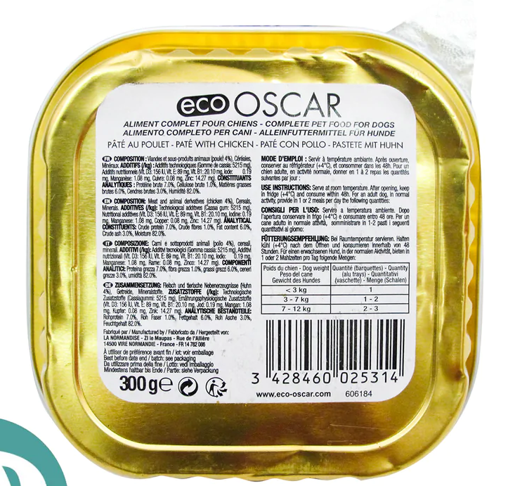 Eco Oscar Pate With Chicken 300g Dog Wet Food