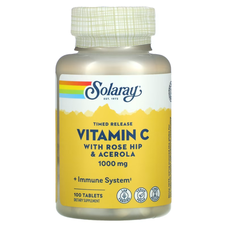 Solaray, Timed Release Vitamin C, With Rose Hip & Acerola, 1,000 mg, 100 Tablets