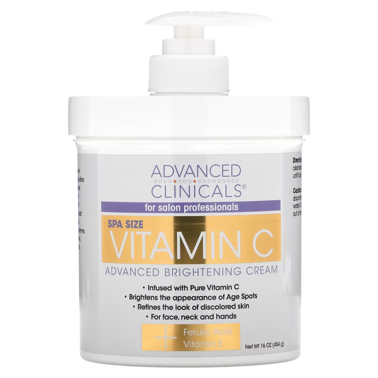 Advanced Clinicals, Vitamin C, Advanced Brightening Cream, 16 oz (454 g)