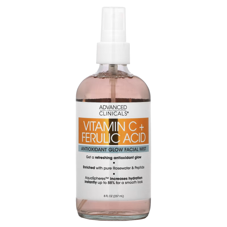 Advanced Clinicals, Vitamin C + Ferulic Acid, Antioxidant Glow Facial Mist, 8 fl oz (237 ml)