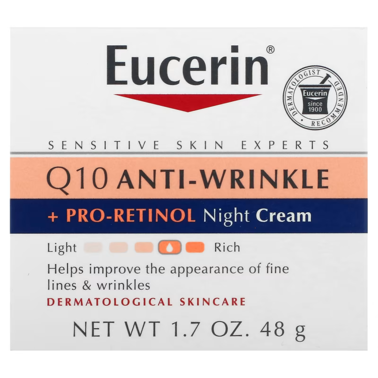 Eucerin, Q10 Anti-Wrinkle + Pro-Retinol Night Cream, 1.7 fl oz (48 g)