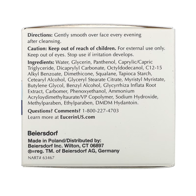 Eucerin, Redness Relief, Dermatological Skincare, Night Creme, 1.7 oz (48 g)