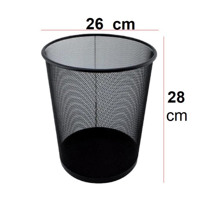 سلة مهملات معدن سوداء 26x28 سم