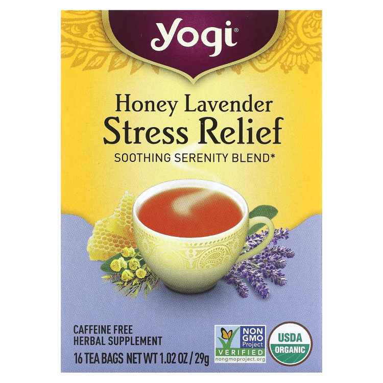 Yogi Tea, Stress Relief, Honey Lavender, Caffeine Free, 16 Tea Bags, 1.02 oz (29 g)