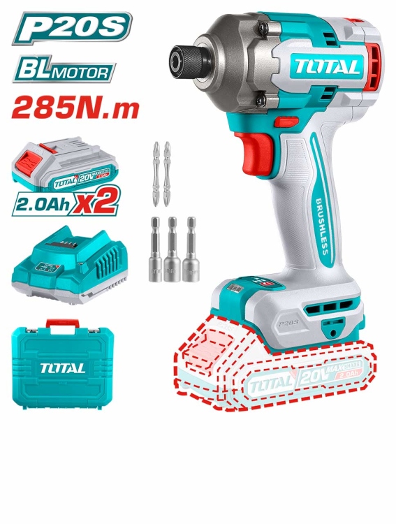 رTotal TIRLI2028 درل بوكس شحن 20 فولت 285 نيوتن مع 2 بطارية 2 أمبير وشاحن